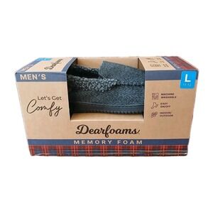 NWT Dearfoams Mens Black Memory Foam Slippers Sz (11-12) In Door & Outdoor #1566